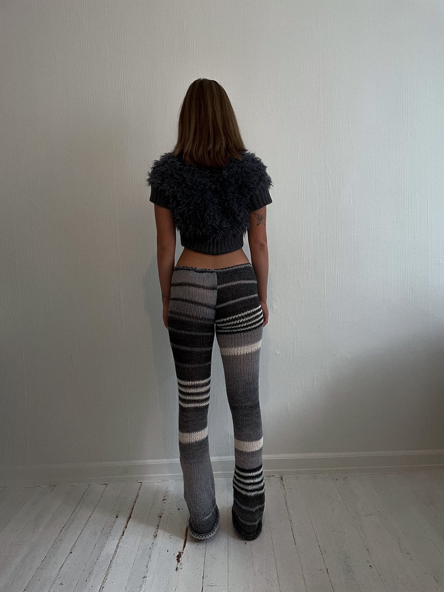 Grey striped knitted pants