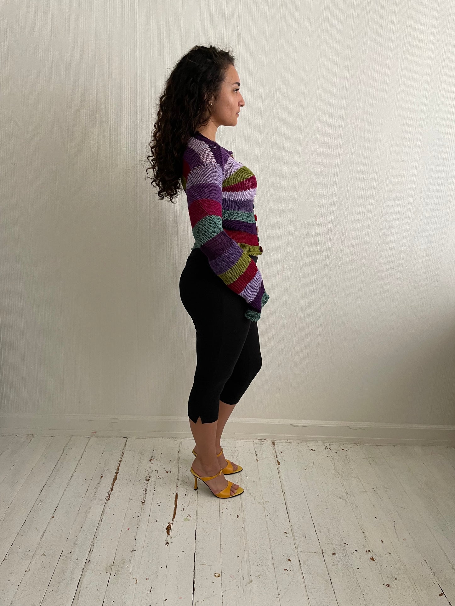 Striped knitted cardigan
