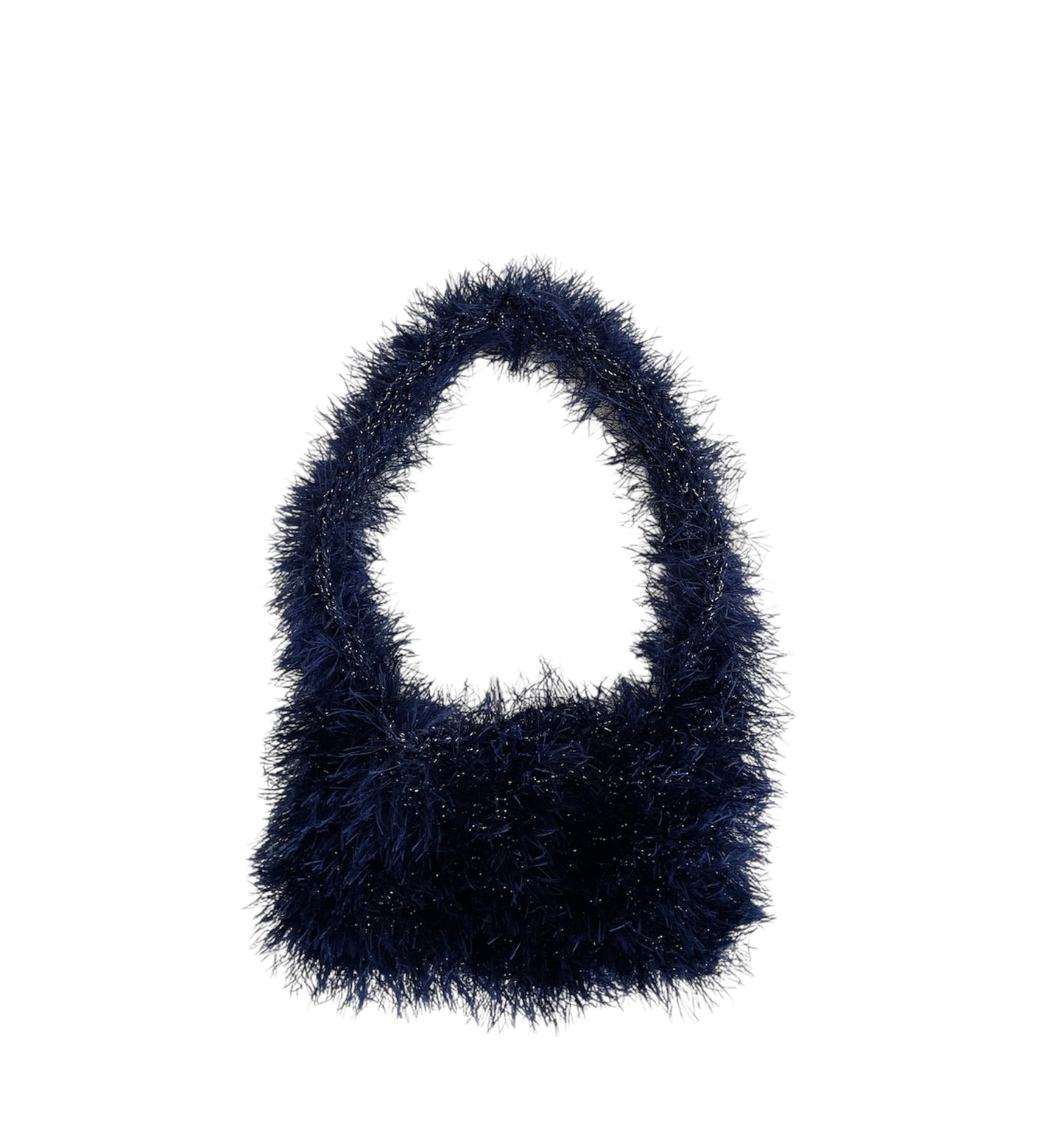 Knitted fluffy mini bag - midnight blue