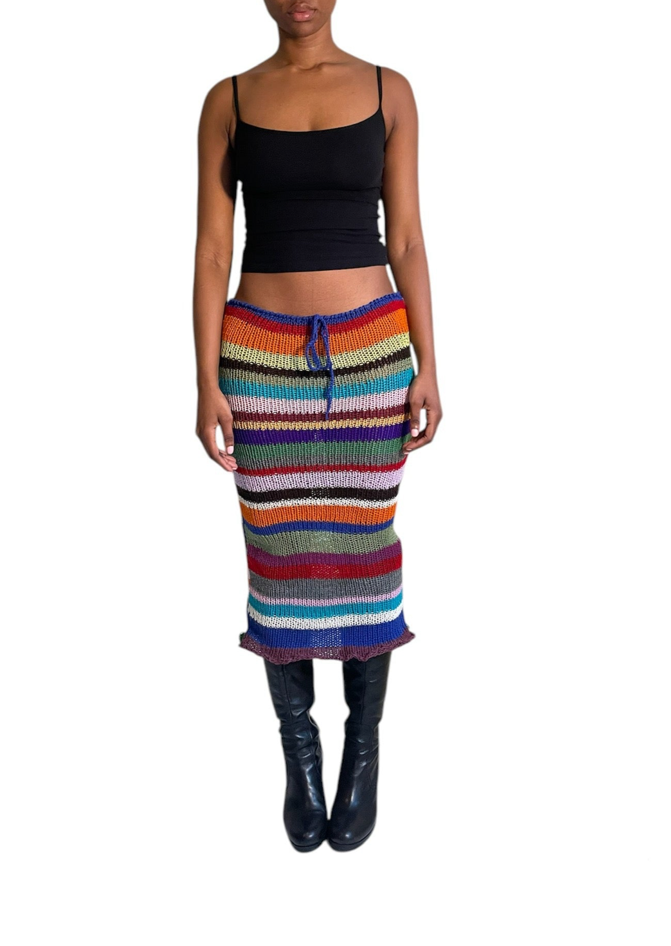 Striped Knitted midi skirt