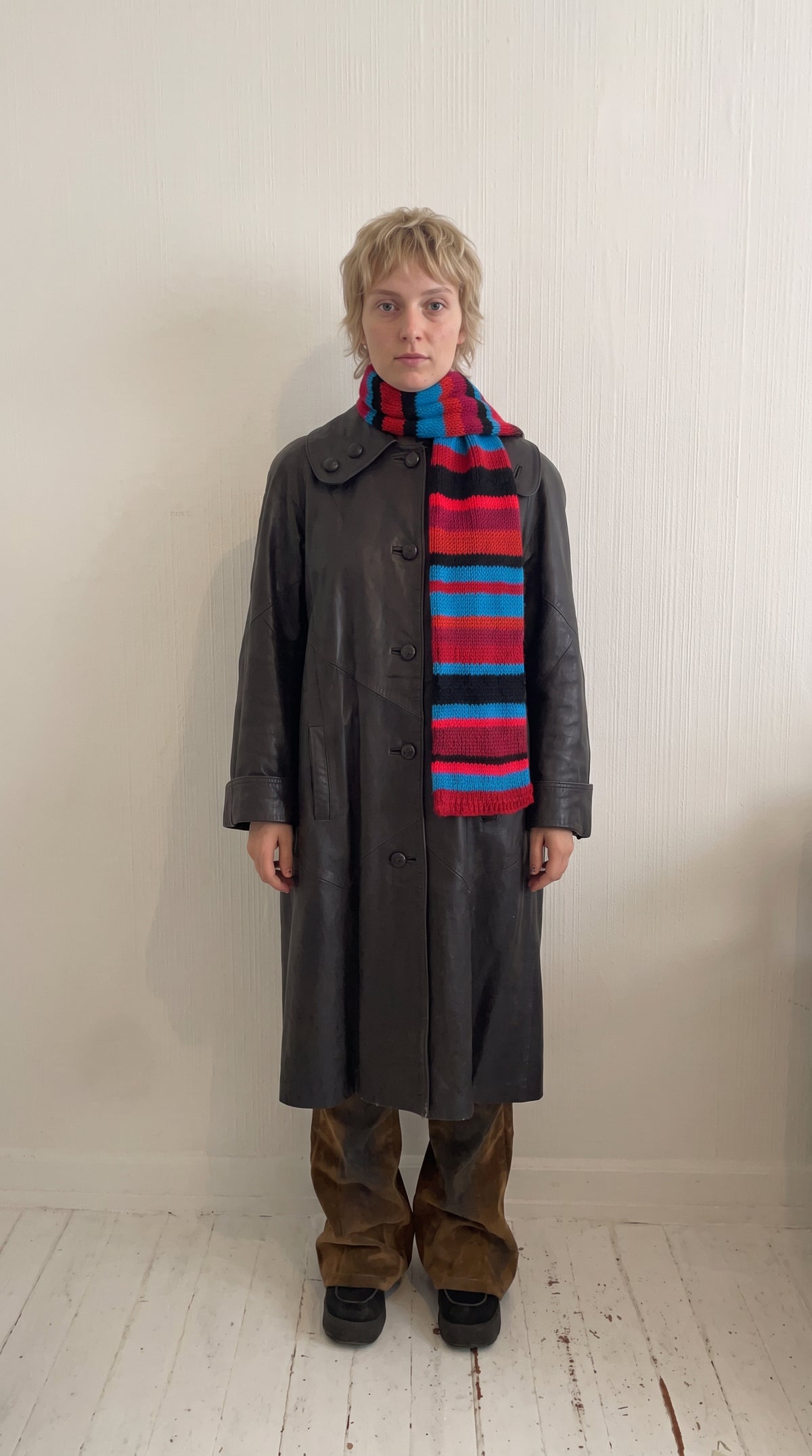 Striped knitted scarf