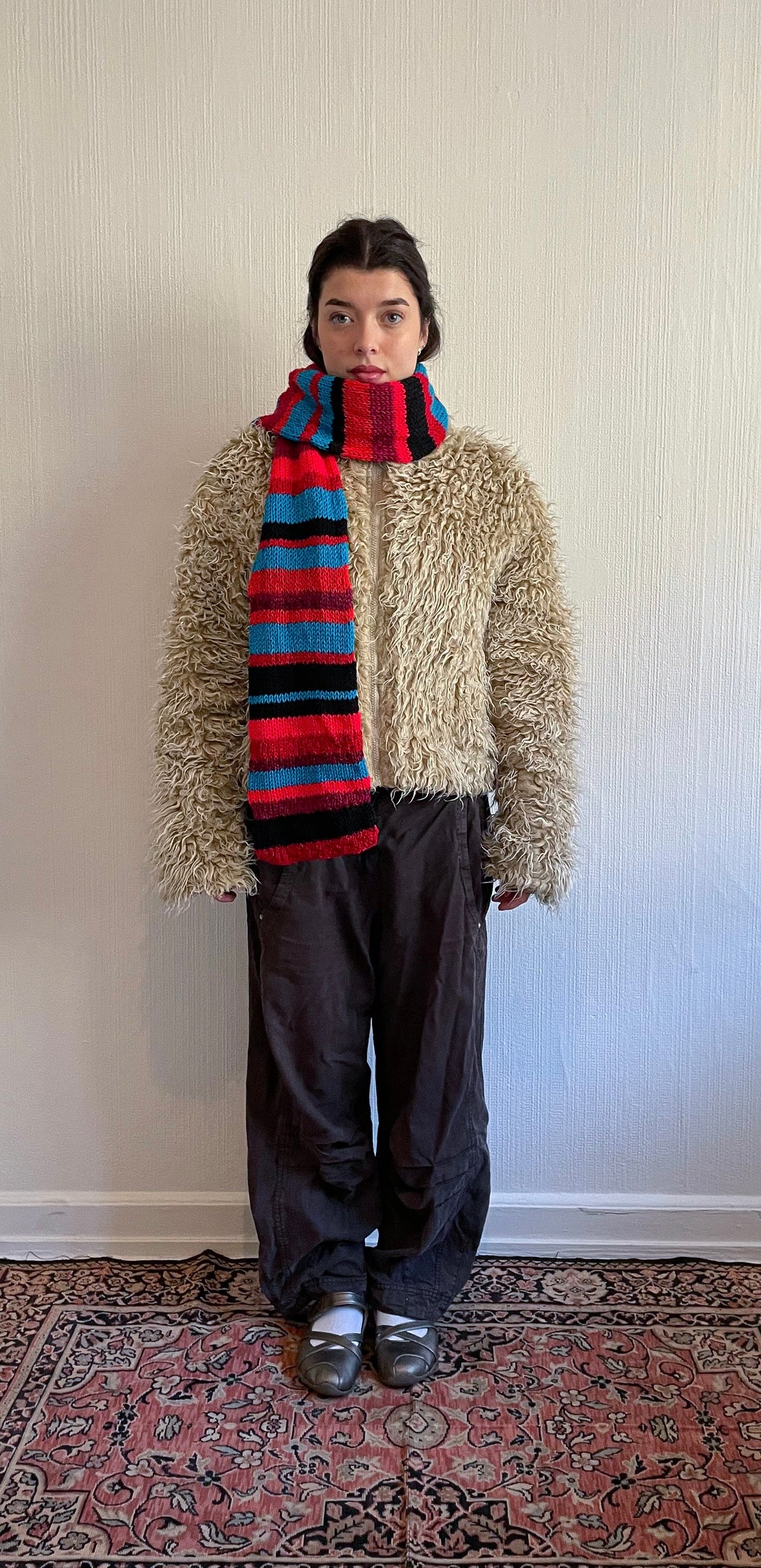Striped knitted scarf