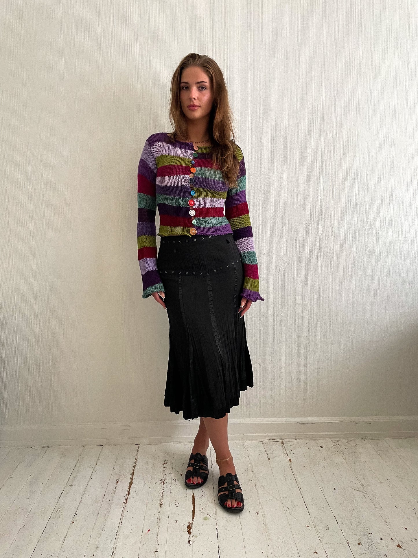 Striped knitted cardigan