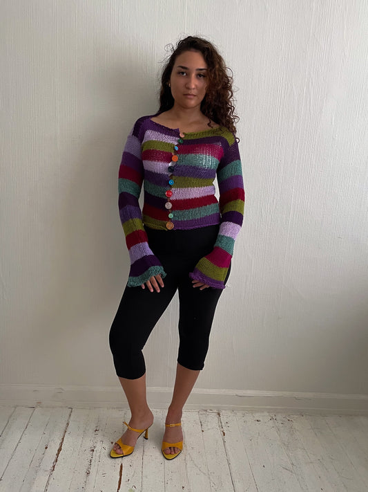Striped knitted cardigan