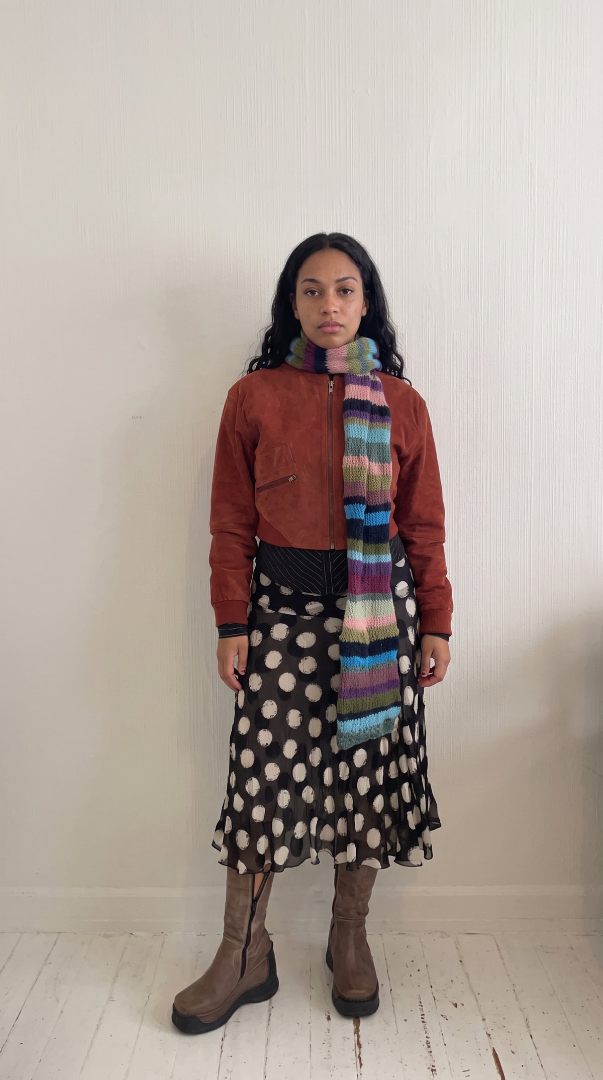 Striped knitted scarf