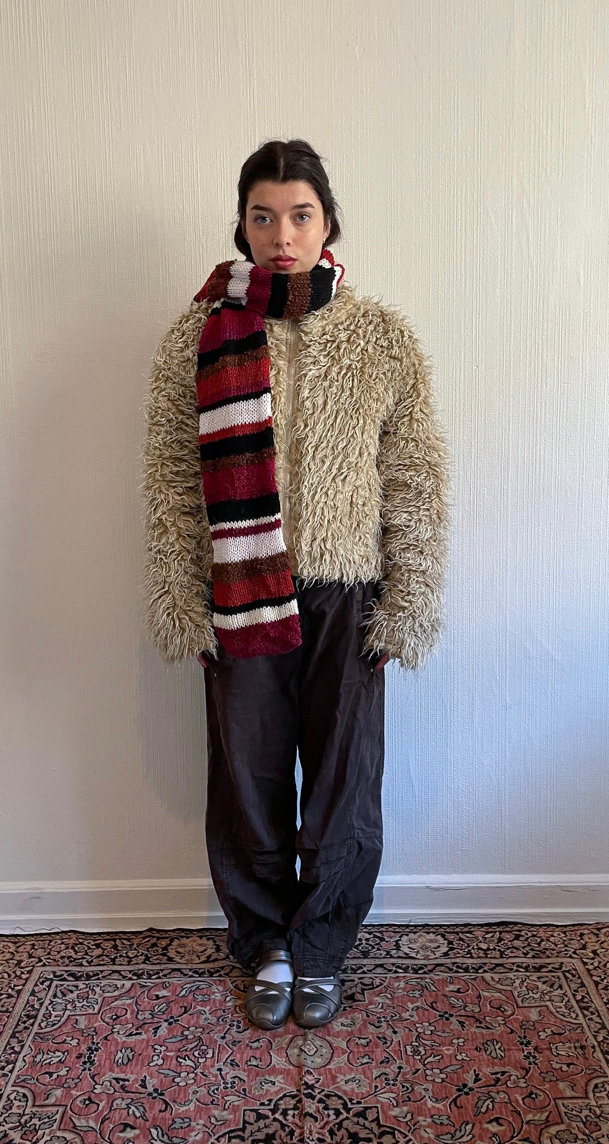Striped knitted scarf
