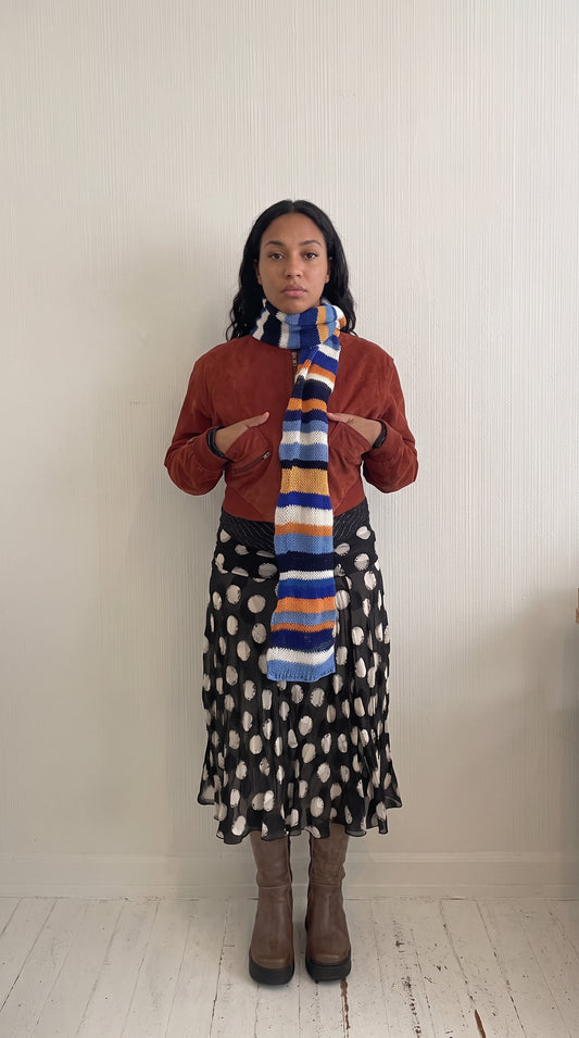 Striped knitted scarf