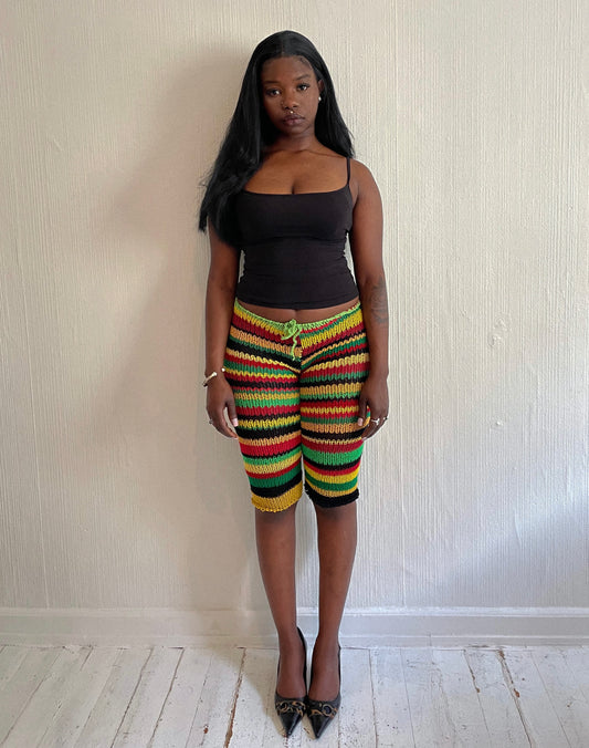 Striped knitted capri pants