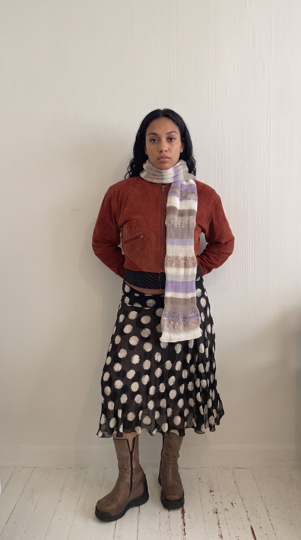 Striped knitted scarf