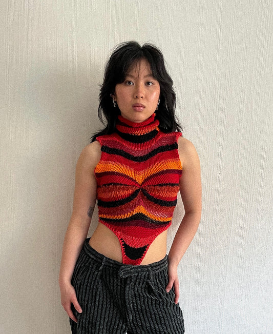 Striped knitted bodysuit