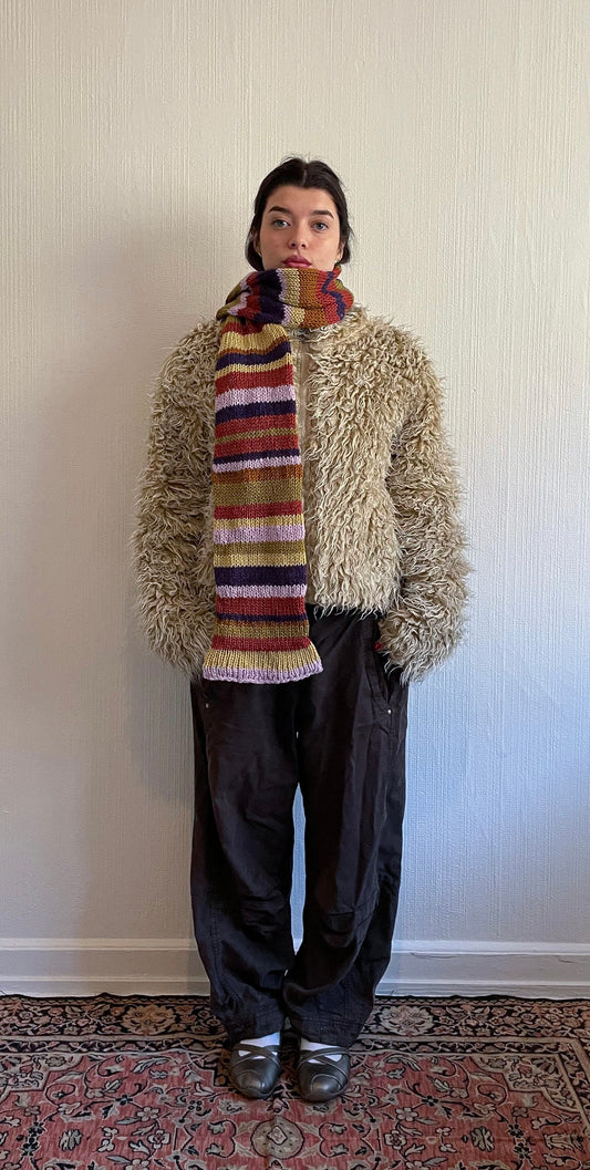 Striped knitted scarf