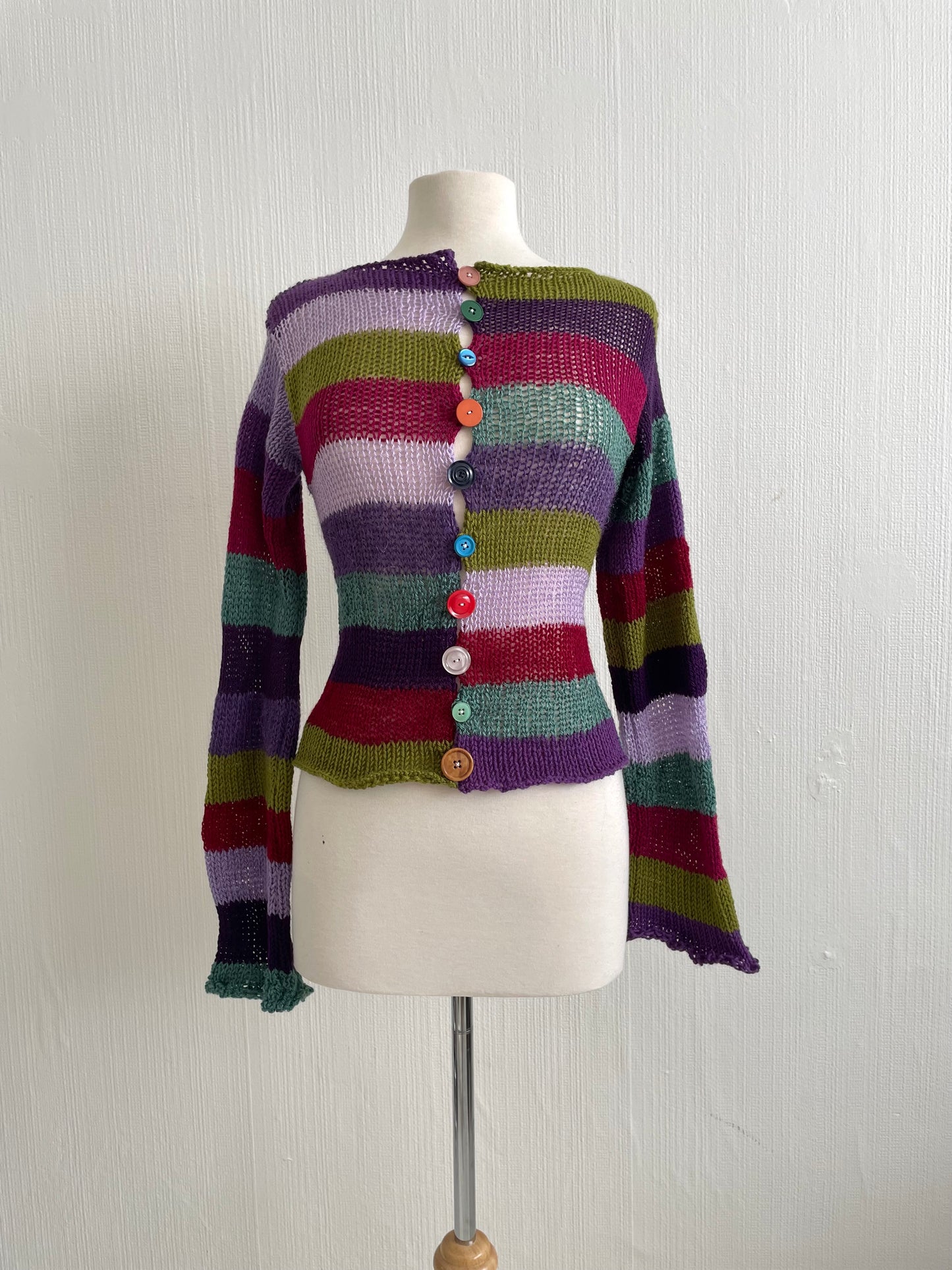 Striped knitted cardigan