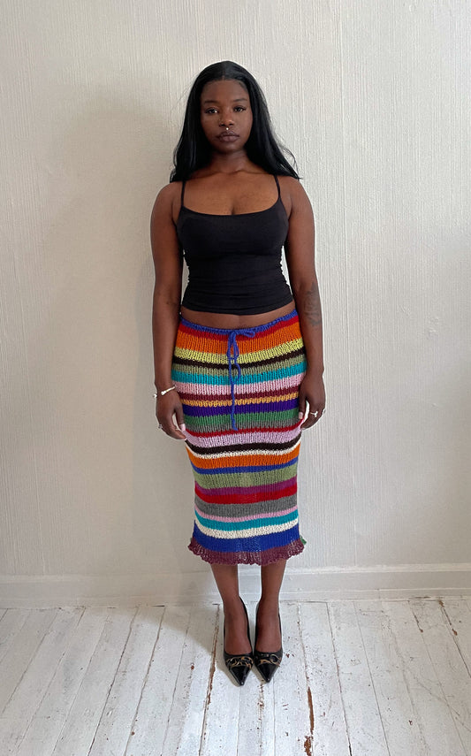 Striped Knitted midi skirt