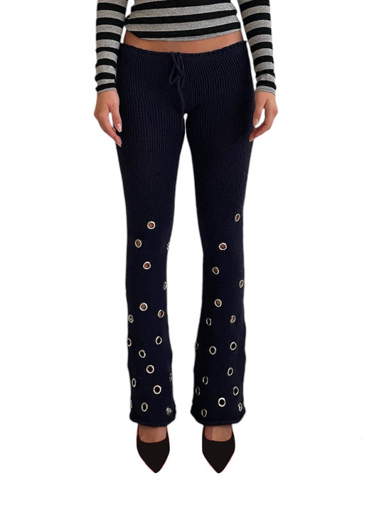 Navy eyelet pants