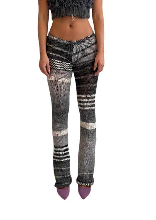 Grey striped knitted pants